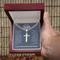 To My Son Love You Forever Personalized Steel Cross Necklace on Cuban Change