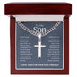 To My Son Love You Forever Personalized Steel Cross Necklace on Cuban Change
