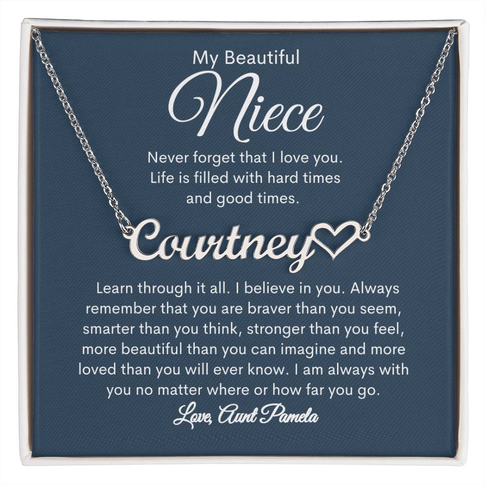 To My Beautiful Niece Personalized Heart Name Necklace