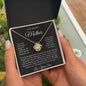 To My Beautiful Mother, You Are My World, Love Your Son Love Knot Necklace