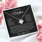 To My Beautiful Mother, You Are My World, Love Your Son Love Knot Necklace