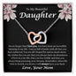 To My Beautiful Daughter Never Forget That I Love You Interlocking Hearts Necklace