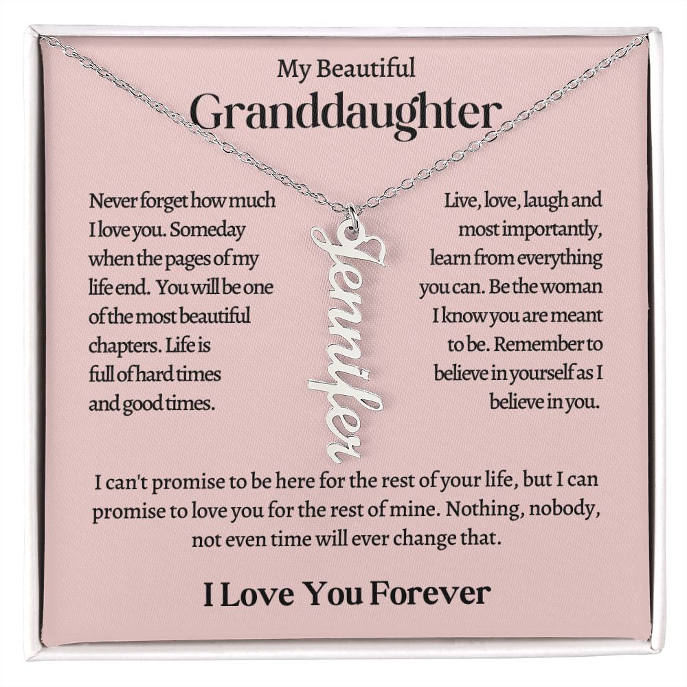 My Beautiful Granddaughter Personalized Vertical Name Necklace