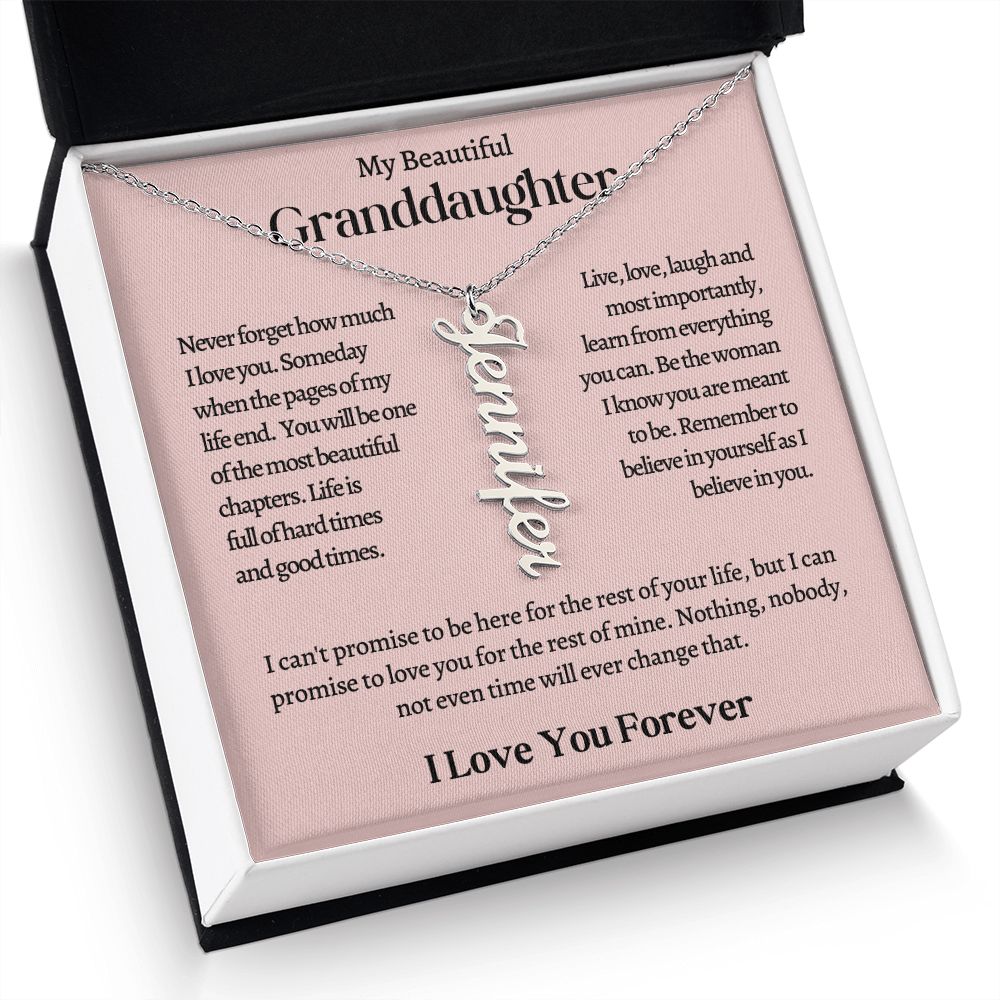 My Beautiful Granddaughter Personalized Vertical Name Necklace