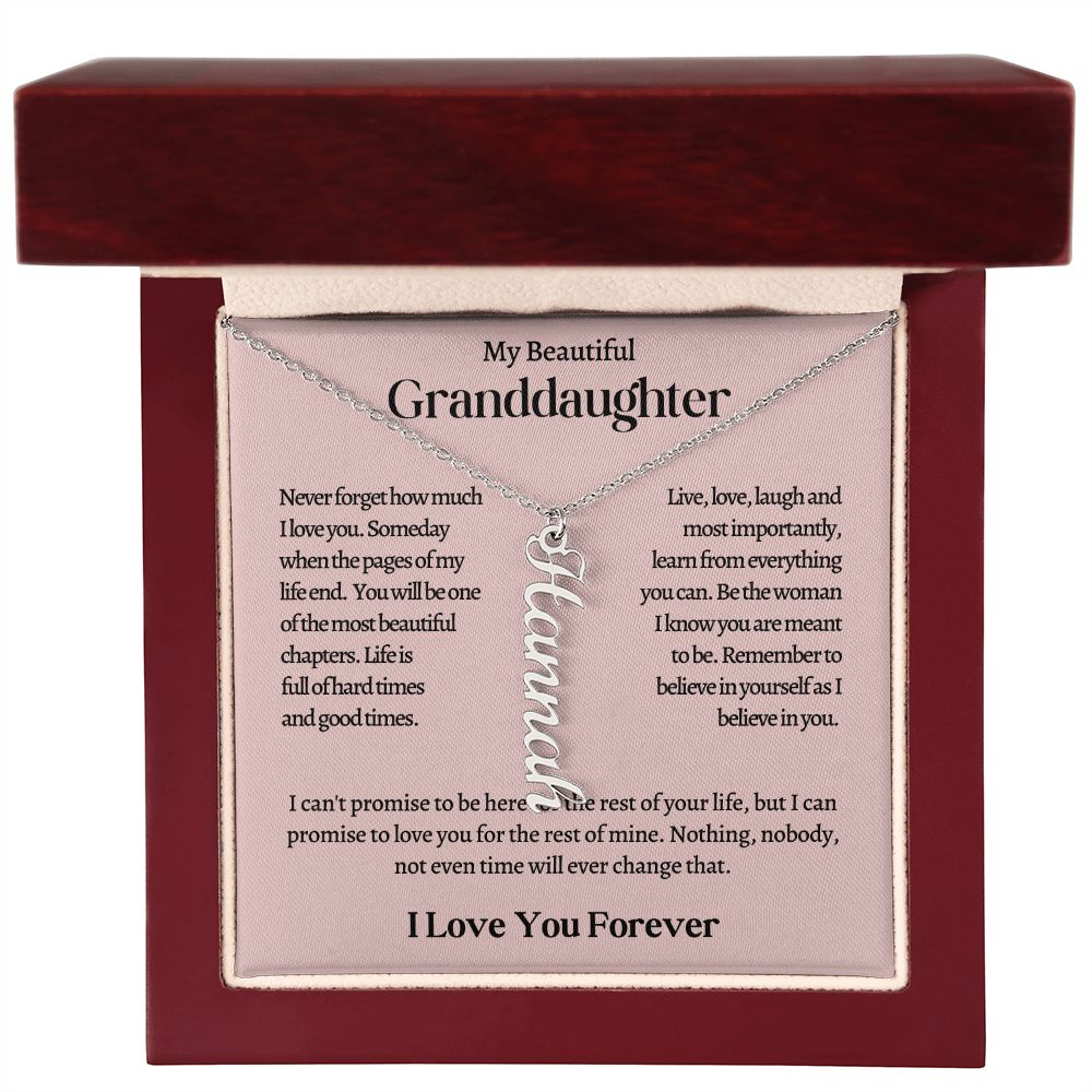 My Beautiful Granddaughter Personalized Vertical Name Necklace