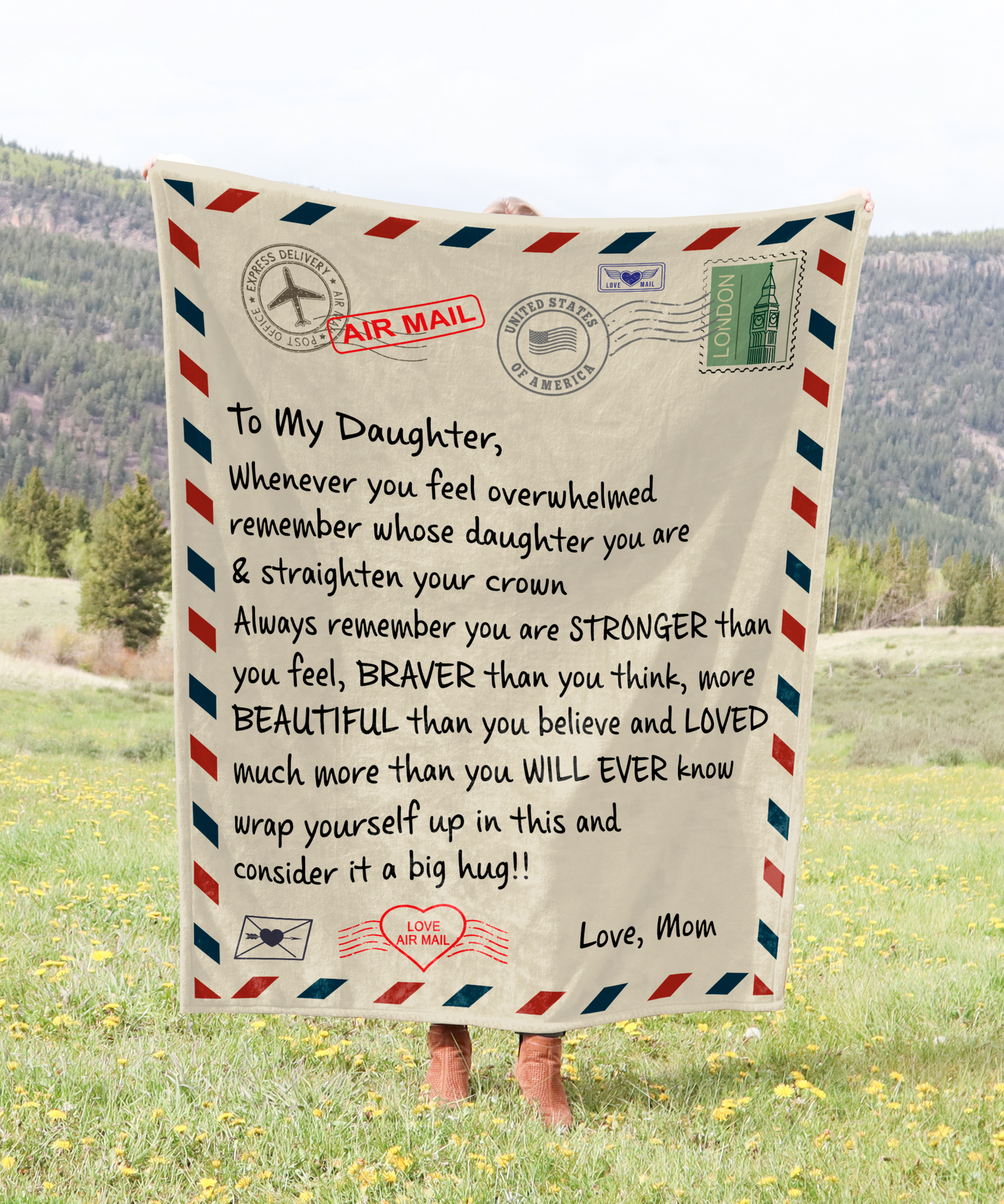 To My Daughter Love Air Mail Collection Cozy Plush Blankets