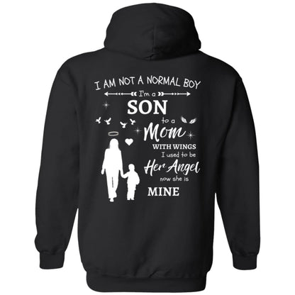 Personalized I Am Not A Normal Boy Mom Angel G185 Pullover Hoodie