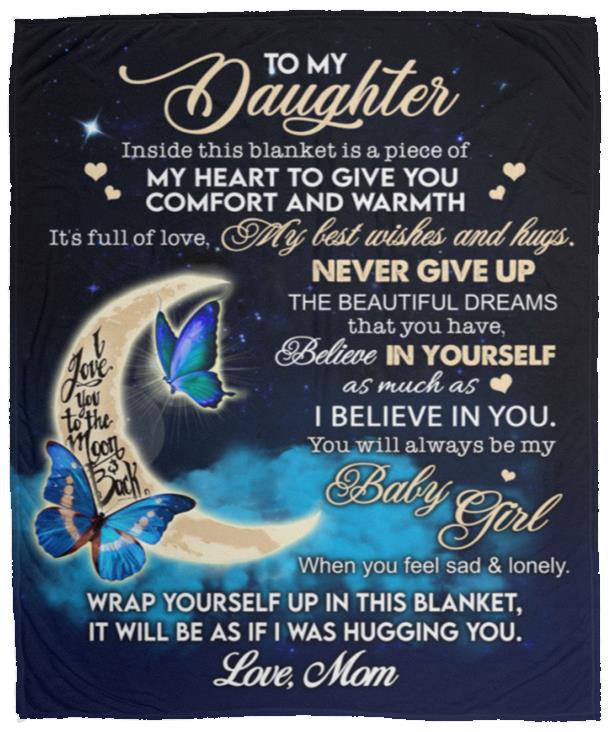 To My Daughter Love You To The Moon VPM Cozy Plush Fleece Blanket - 50x60