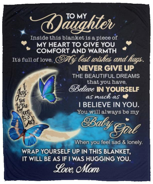 To My Daughter Love You To The Moon VPM Cozy Plush Fleece Blanket - 50x60