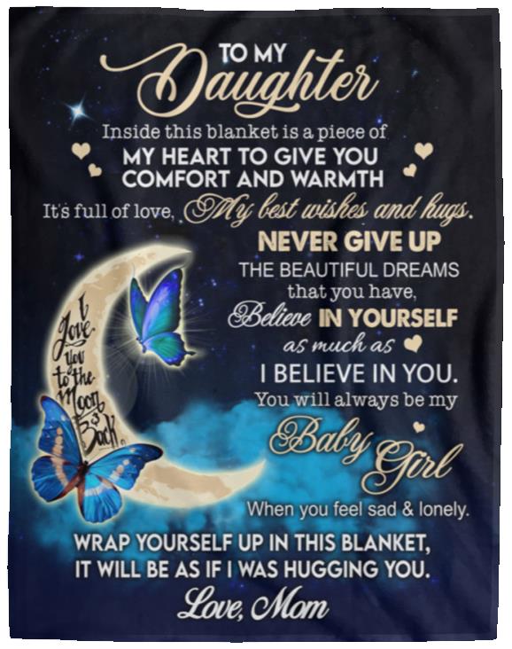 To My Daughter Love You To The Moon VPL Cozy Plush Fleece Blanket - 60x80