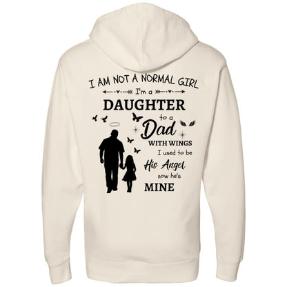 Personalized Banner Heart I Am Not A Normal Girl 3 Dad Angel Midweight Bone Color Hooded Sweatshirt