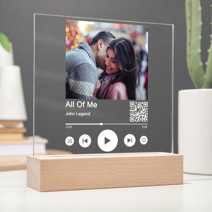 Personalized Our Song Acrylic Square Plaque Wood Base