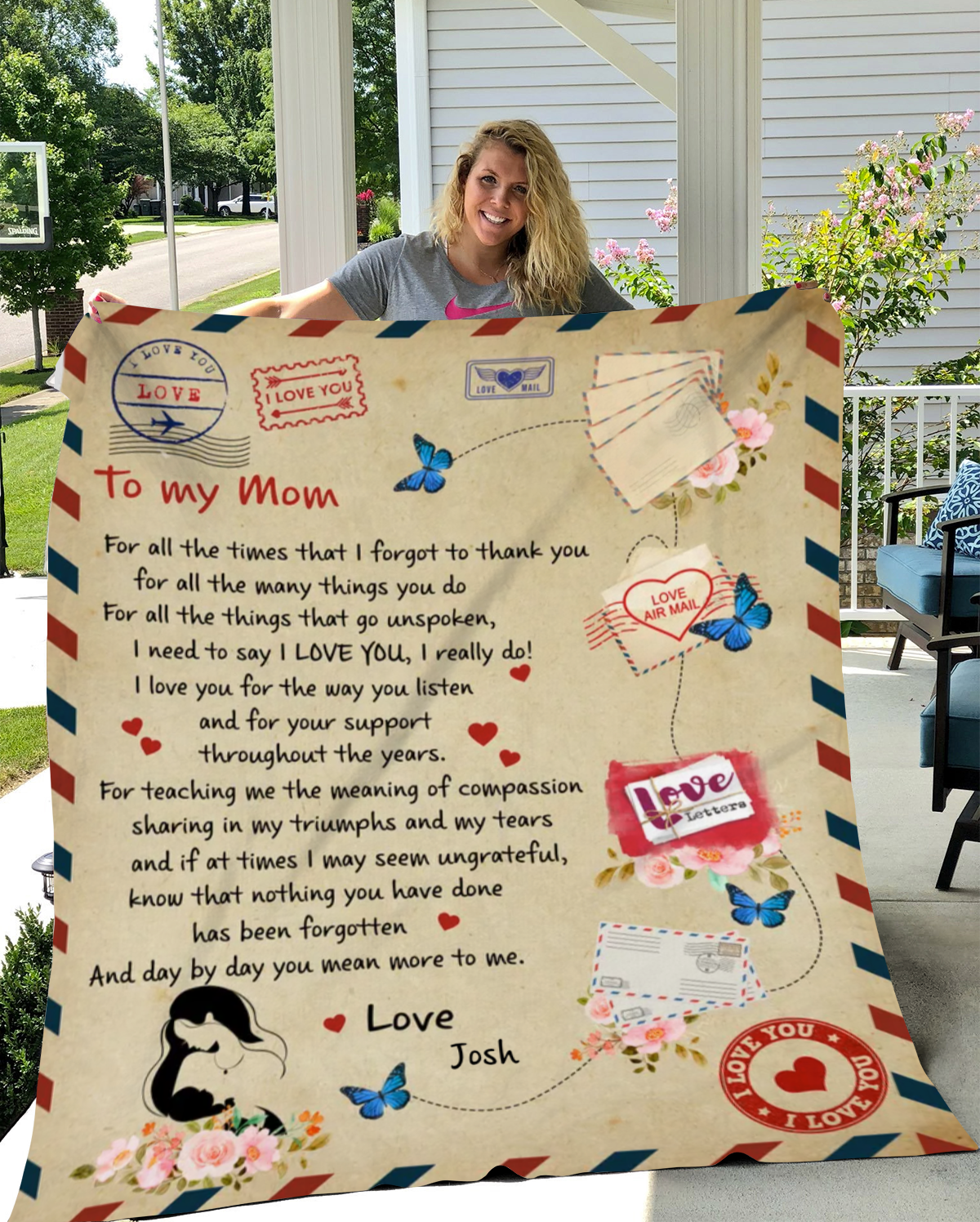 To My Mom Love Air Mail Cozy Plush Fleece Blanket – 50×60