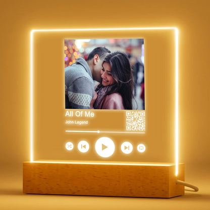 Personalized Our Song Acrylic Square Plaque Night Light (LED Base)