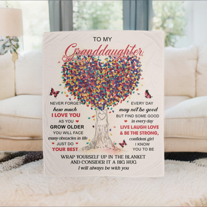 TO MY GRANDDAUGHTER LOVE TREE COZY PLUSH BLANKETS