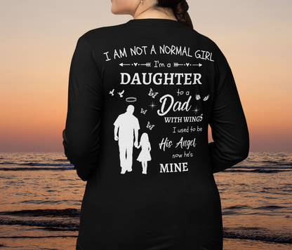 Personalized I Am Not A Normal Girl 3 Heart&Butterfly Dad Angel Long Sleeve G540 LS T-Shirt 5.3 oz.