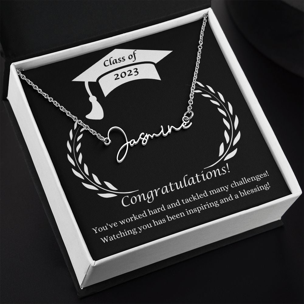 Class of 2023 Graduation Signature Style Name Necklace