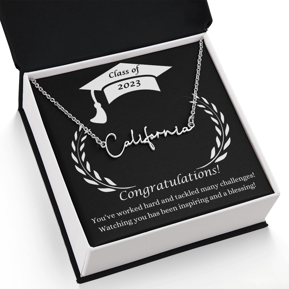 Class of 2023 Graduation Signature Style Name Necklace