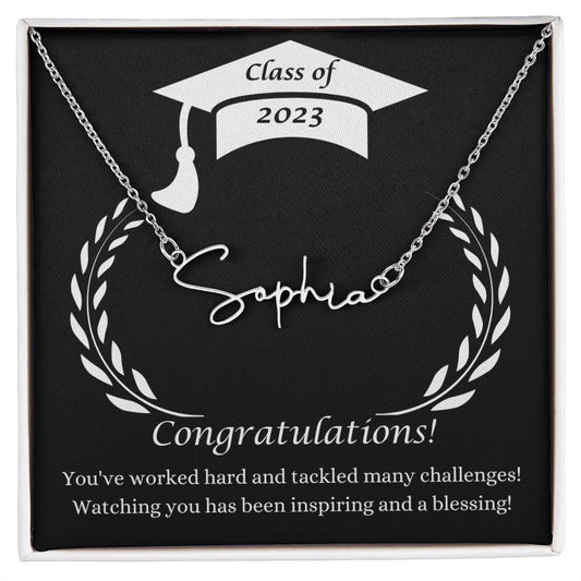 Class of 2023 Graduation Signature Style Name Necklace