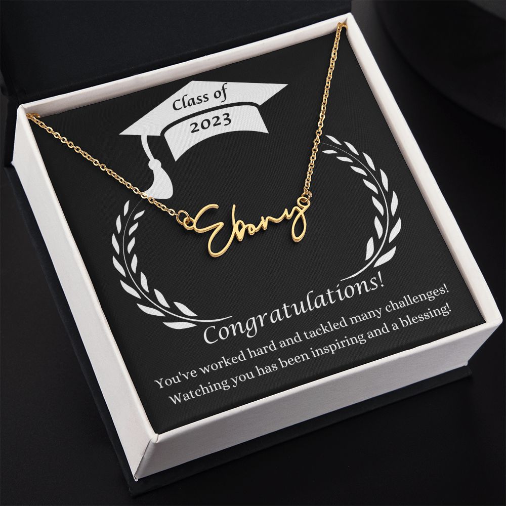 Class of 2023 Graduation Signature Style Name Necklace