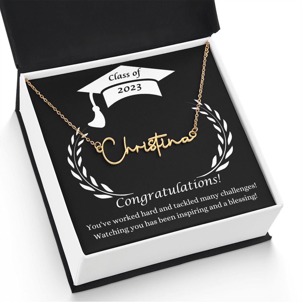 Class of 2023 Graduation Signature Style Name Necklace