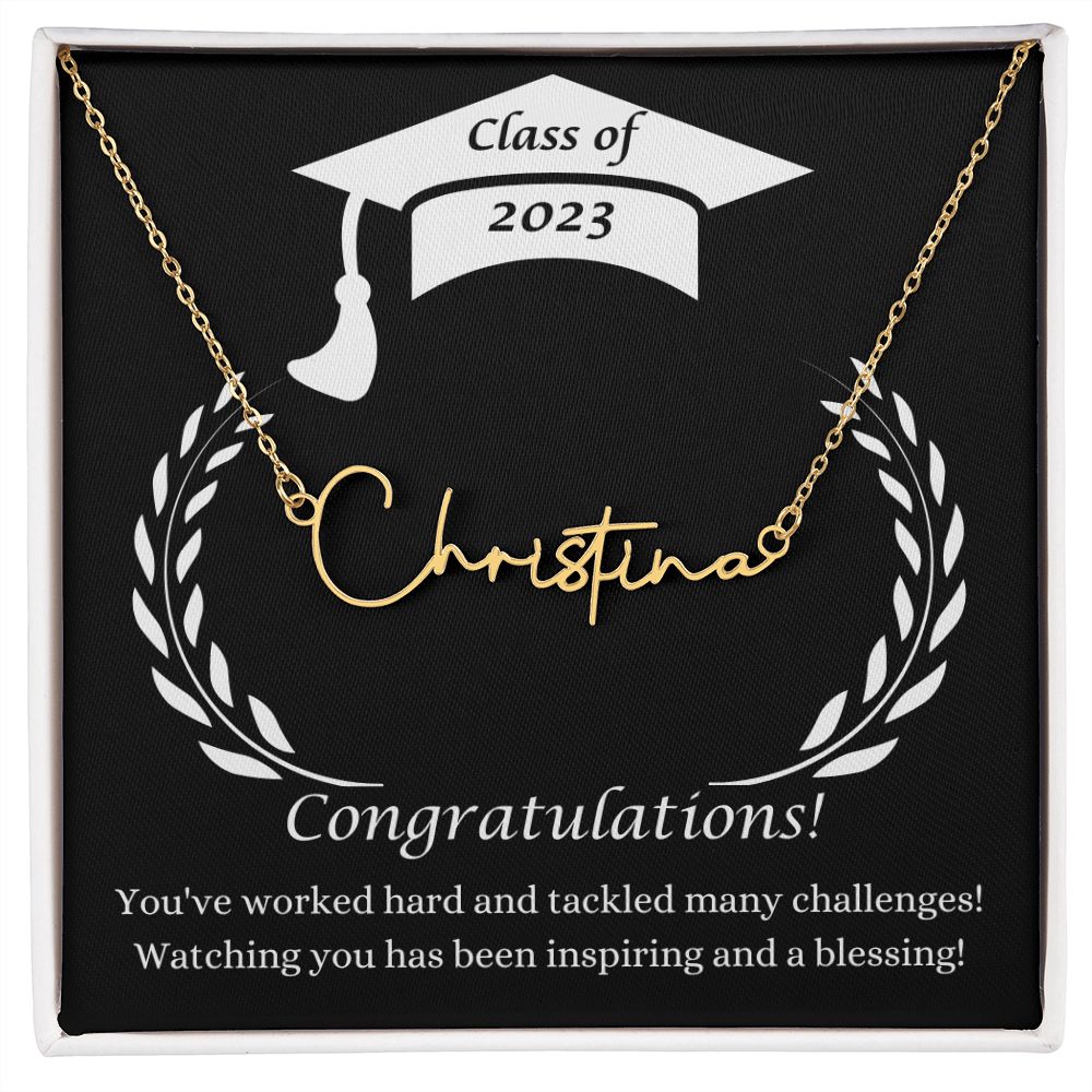 Class of 2023 Graduation Signature Style Name Necklace