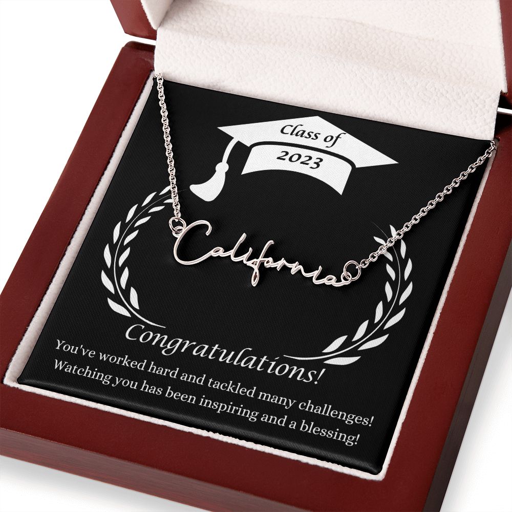 Class of 2023 Graduation Signature Style Name Necklace