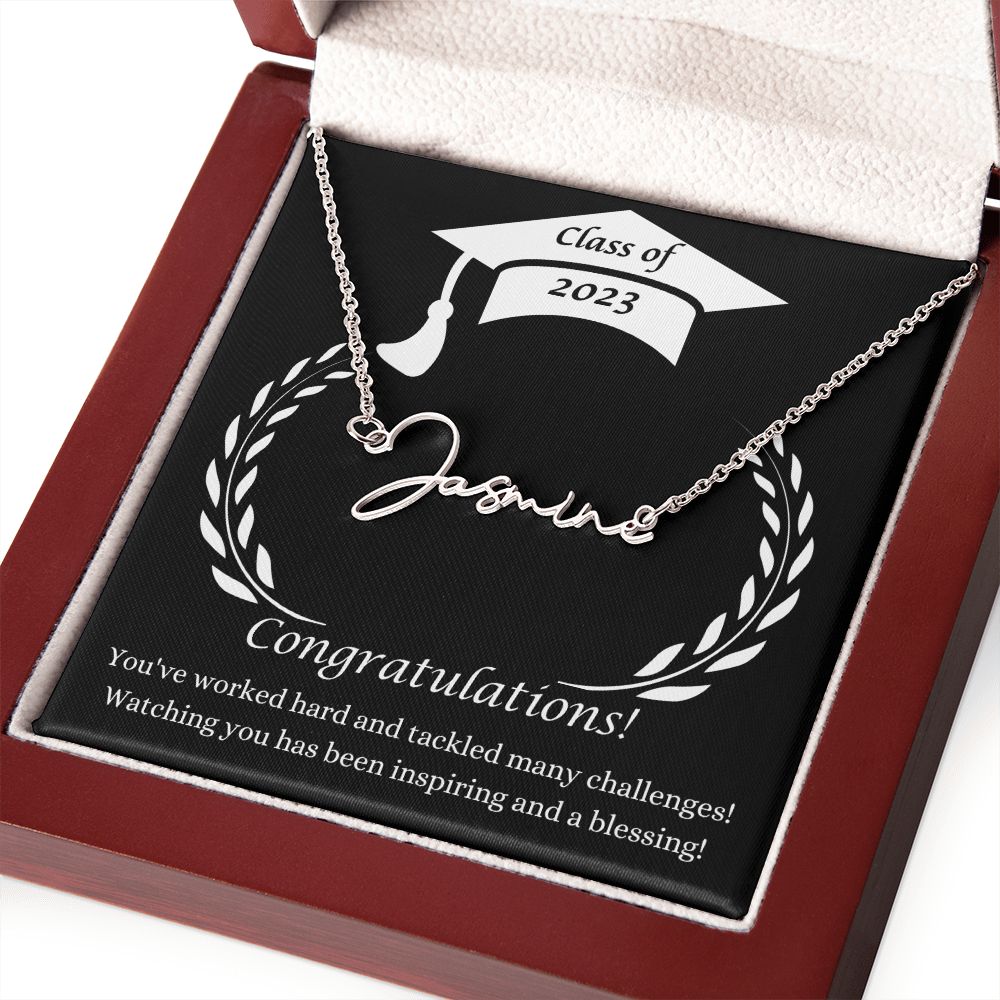 Class of 2023 Graduation Signature Style Name Necklace