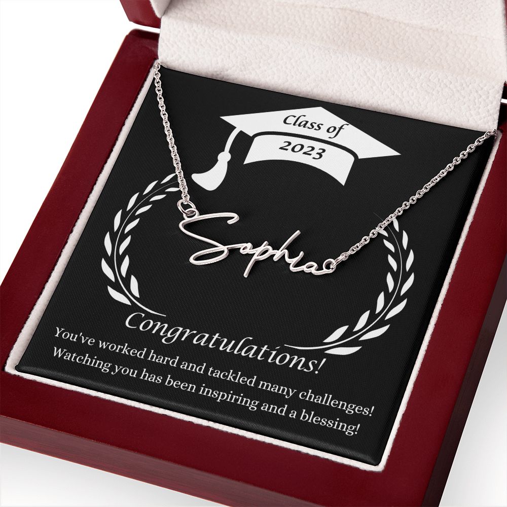 Class of 2023 Graduation Signature Style Name Necklace