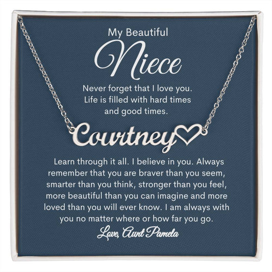 To My Beautiful Niece Personalized Heart Name Necklace