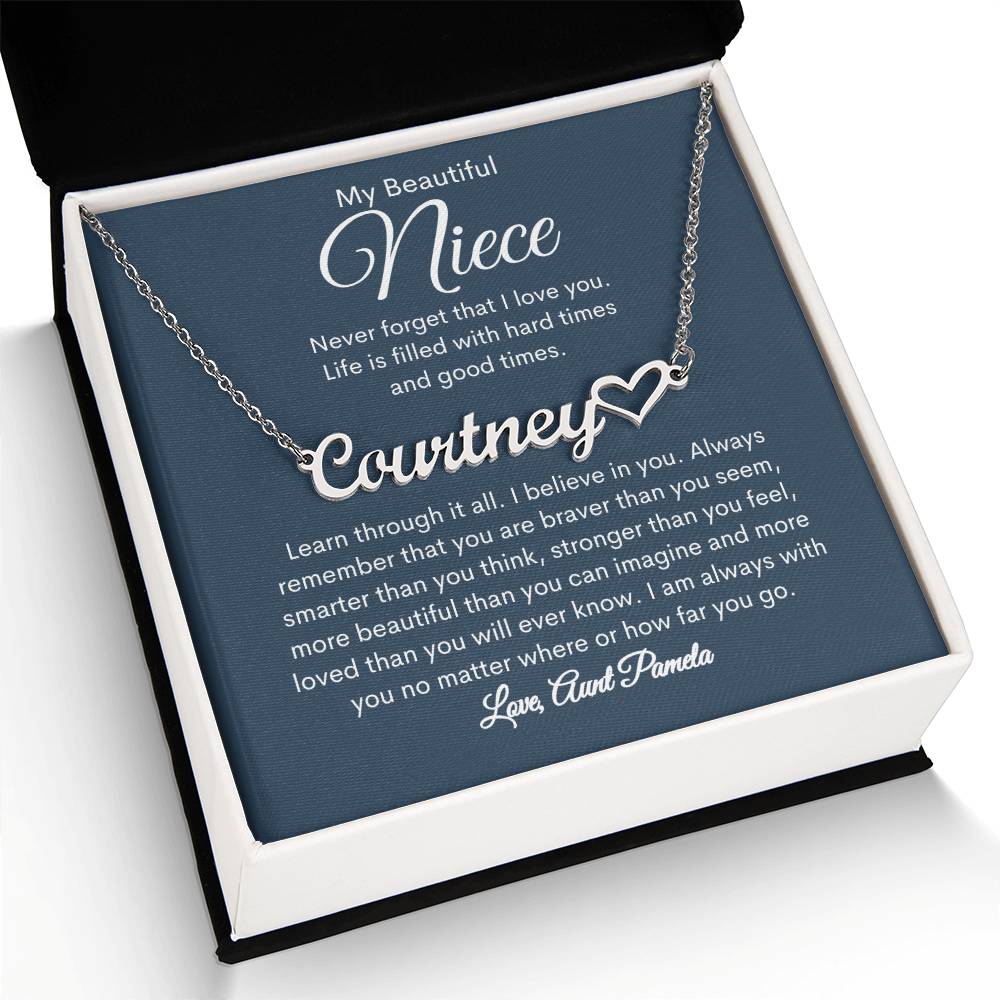 To My Beautiful Niece Personalized Heart Name Necklace