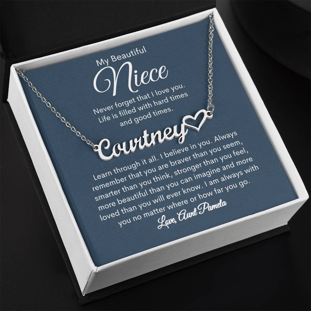 To My Beautiful Niece Personalized Heart Name Necklace