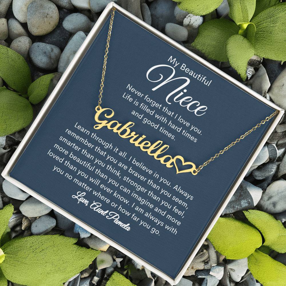 To My Beautiful Niece Personalized Heart Name Necklace