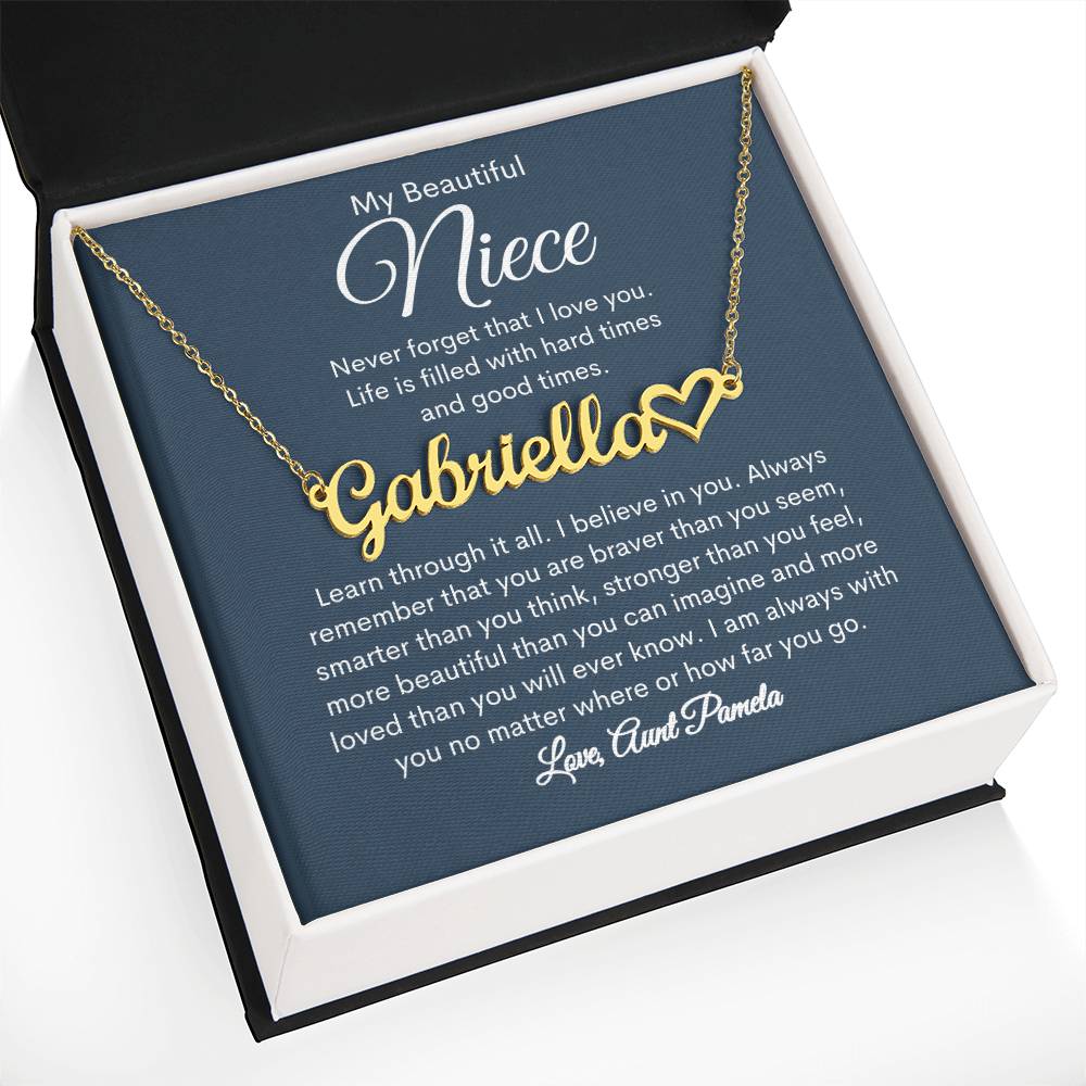 To My Beautiful Niece Personalized Heart Name Necklace