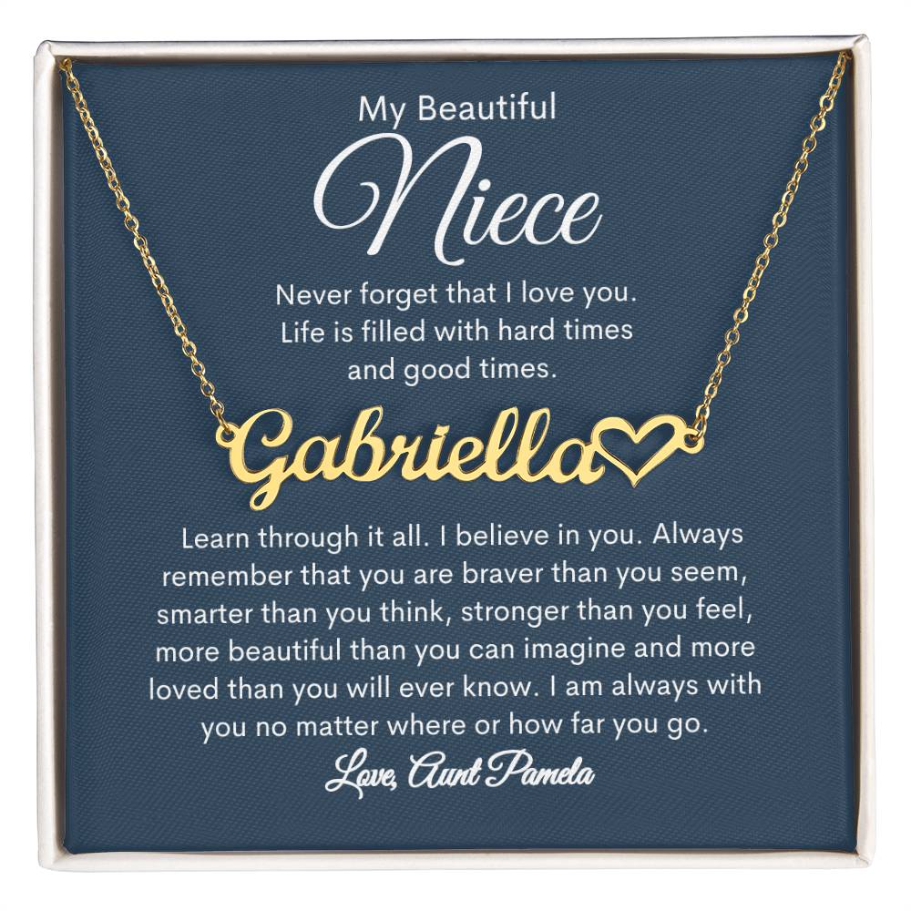 To My Beautiful Niece Personalized Heart Name Necklace