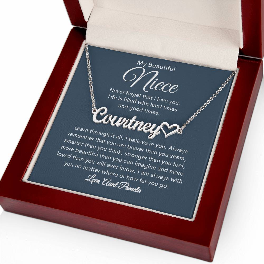 To My Beautiful Niece Personalized Heart Name Necklace