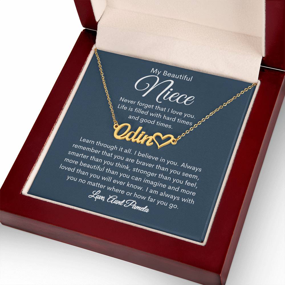 To My Beautiful Niece Personalized Heart Name Necklace