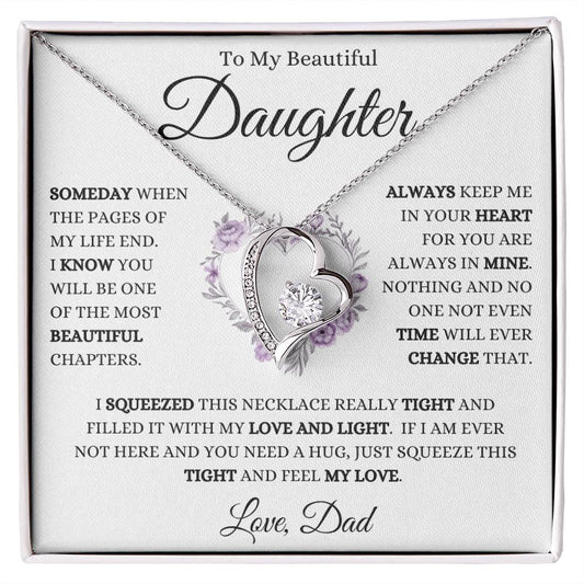 TO MY BEAUTIFUL DAUGHTER KEEP ME IN YOUR HEART FOREVER LOVE HEART PENDANT