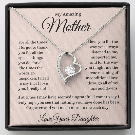 My Amazing Mother Champagne Hearts, Forever Love Necklace