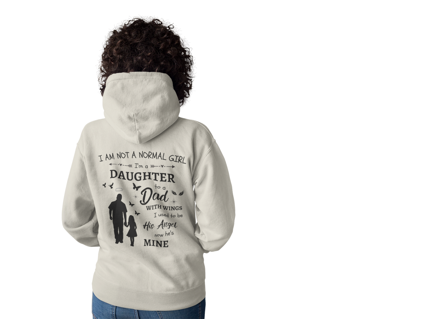 Personalized I Am Not A Normal Girl 3 Banner or Butterfly Heart Dad Angel Ash G185 Pullover Hoodie