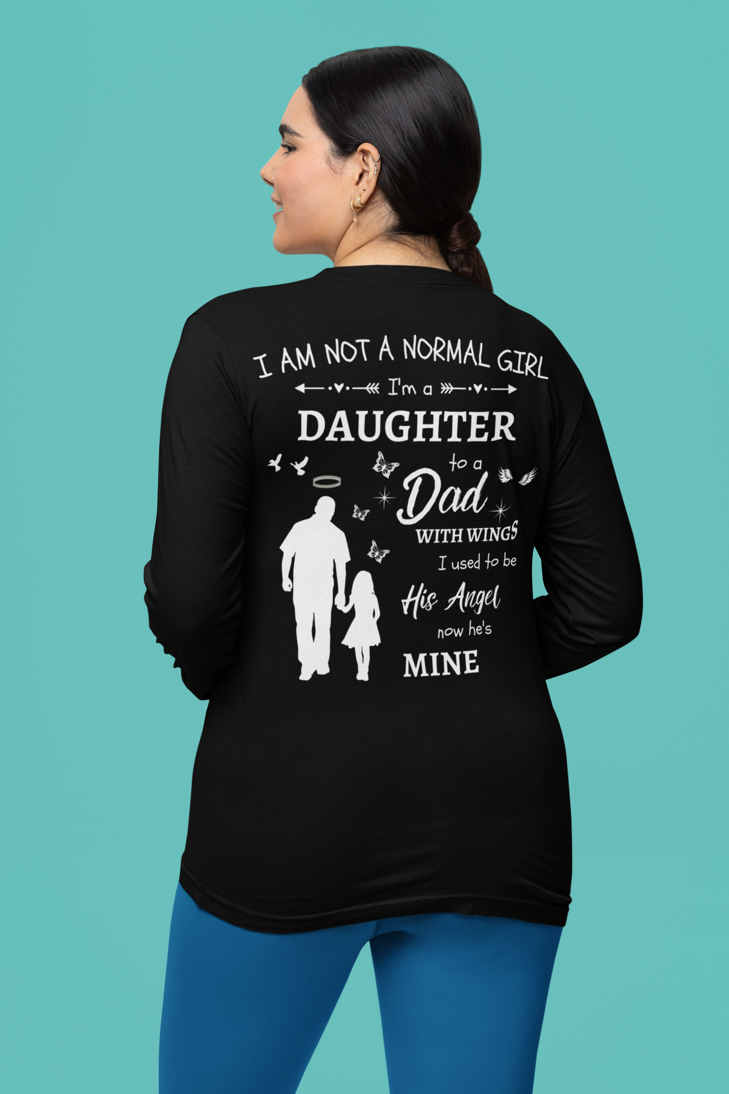 Personalized I Am Not A Normal Girl 3 Heart&Butterfly Dad Angel Long Sleeve G540 LS T-Shirt 5.3 oz.