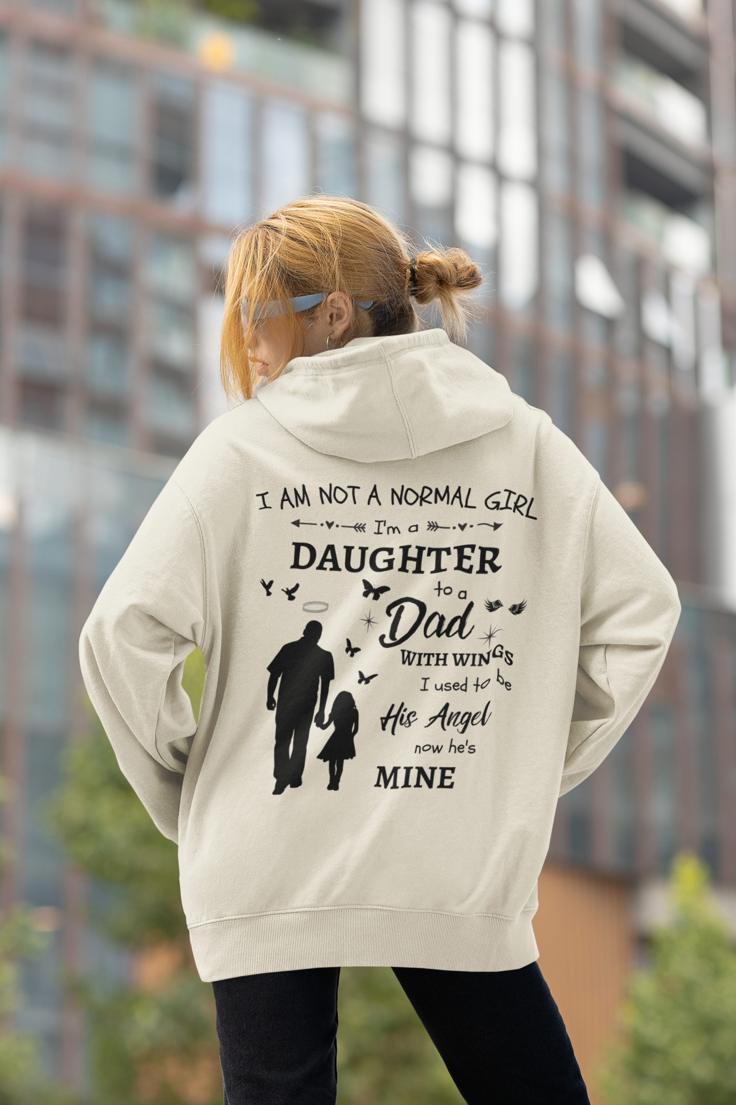 Personalized I Am Not A Normal Girl 3 Banner or Butterfly Heart Dad Angel Ash G185 Pullover Hoodie