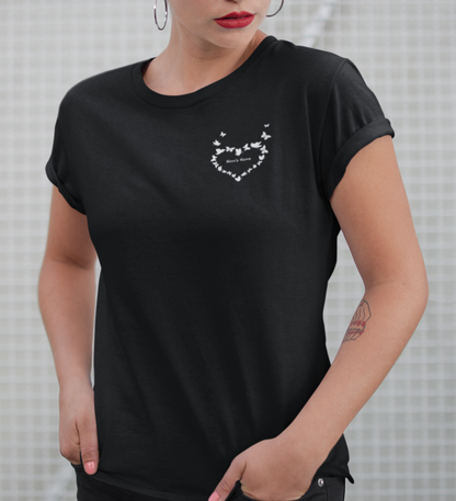 I Am Not A Normal Girl 4 Mom Angel G500 5.3 oz. Black T-Shirt With Mom's Name Across Her Heart