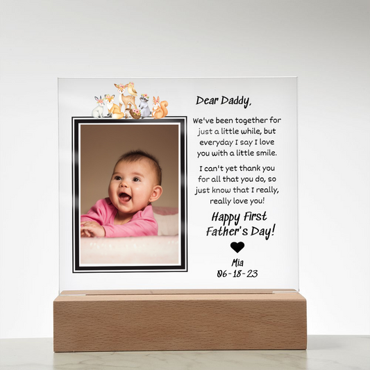 Daddy's First Father's Day Square Acrylic Plaque with Personalization