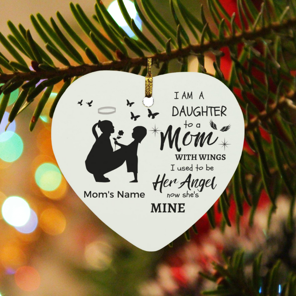 Personalized I Am Not A Normal Girl Mom Angel 6,7 and 8 SUBORNH Heart Ornaments