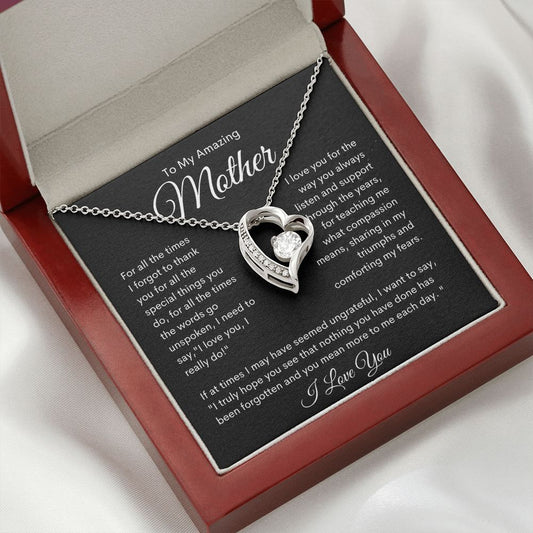 To My Amazing Mother, I Love You Forever Love Necklace