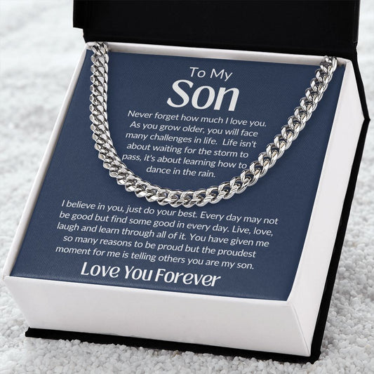 To My Son Love You Forever Cuban Link Chain