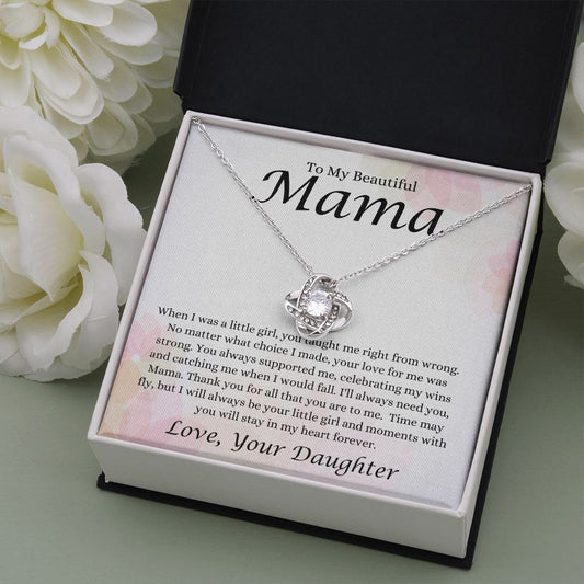 To My Beautiful Mama Watercolor Love Knot Necklace