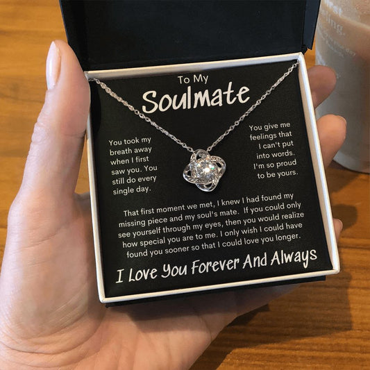 To My Soulmate Took My Breath Away, Love Knot Necklace