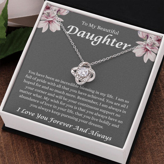 To My Beautifyl Daughter Incredible Blessing Love Knot Necklace